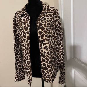 Focus 2000 Spring SHACKET 100% Linen Button Down, po Sz 12 Safari Africa Vacay